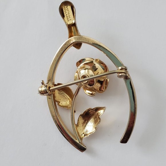 Vintage Bond Boyd Sterling Silver Rose Wishbone Silver Brooch / Pin - Picture 2 of 11